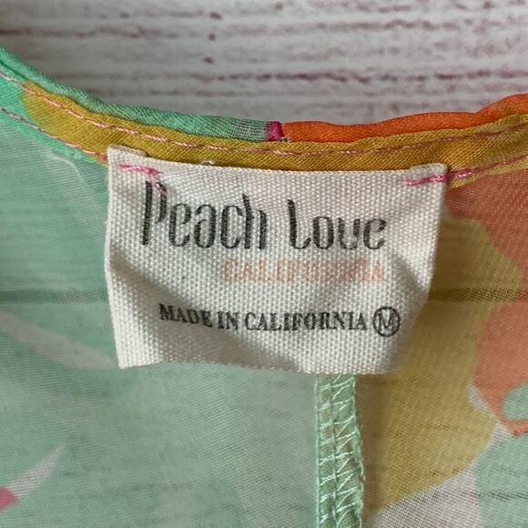 Peach Love California Colorful Floral Open Front Cardigan Cover Up Kimono Size M - Picture 9 of 16
